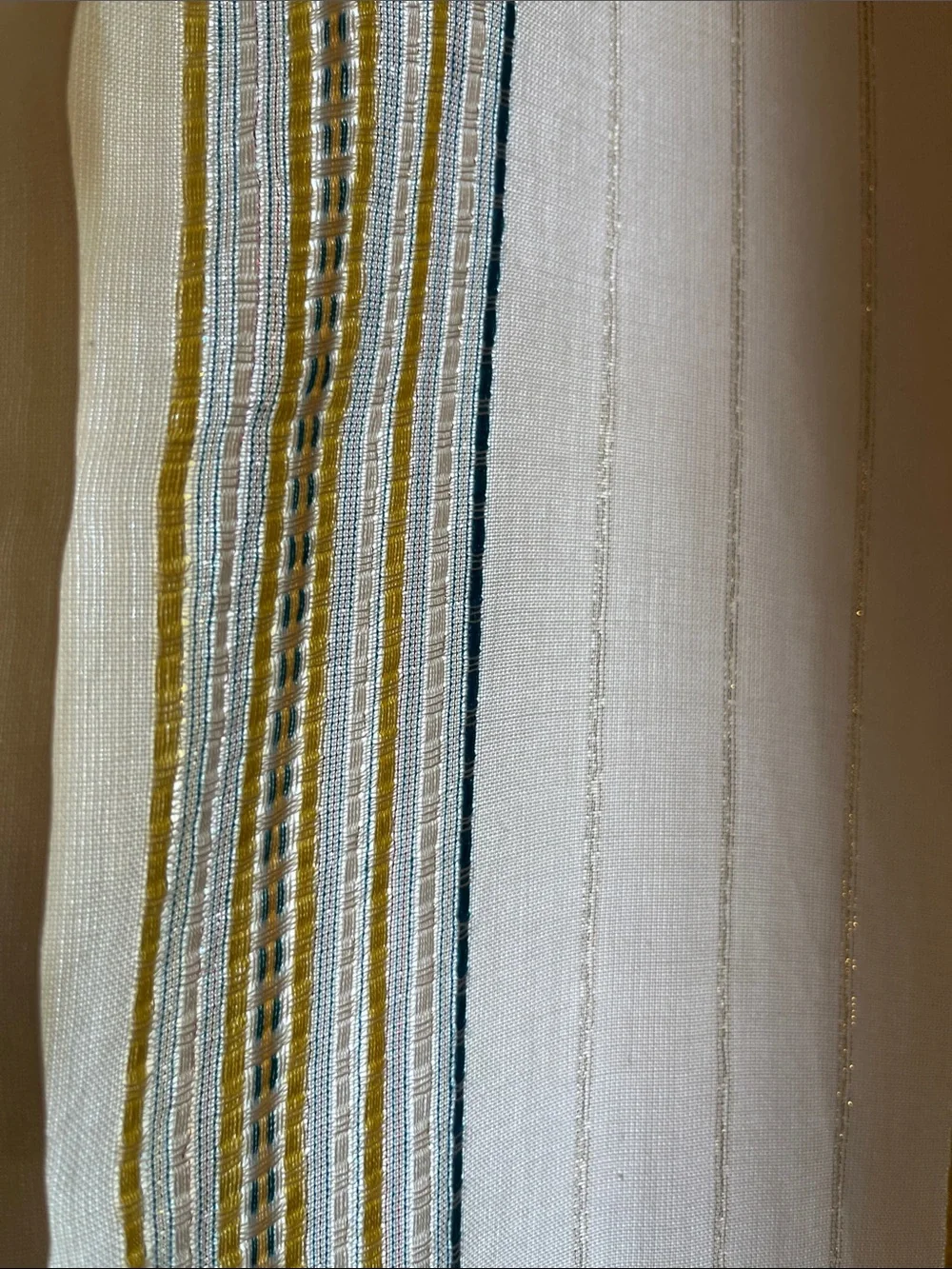 Elan White Stripe Button-Down Beach Cover Up with Aqua and Tan Accents